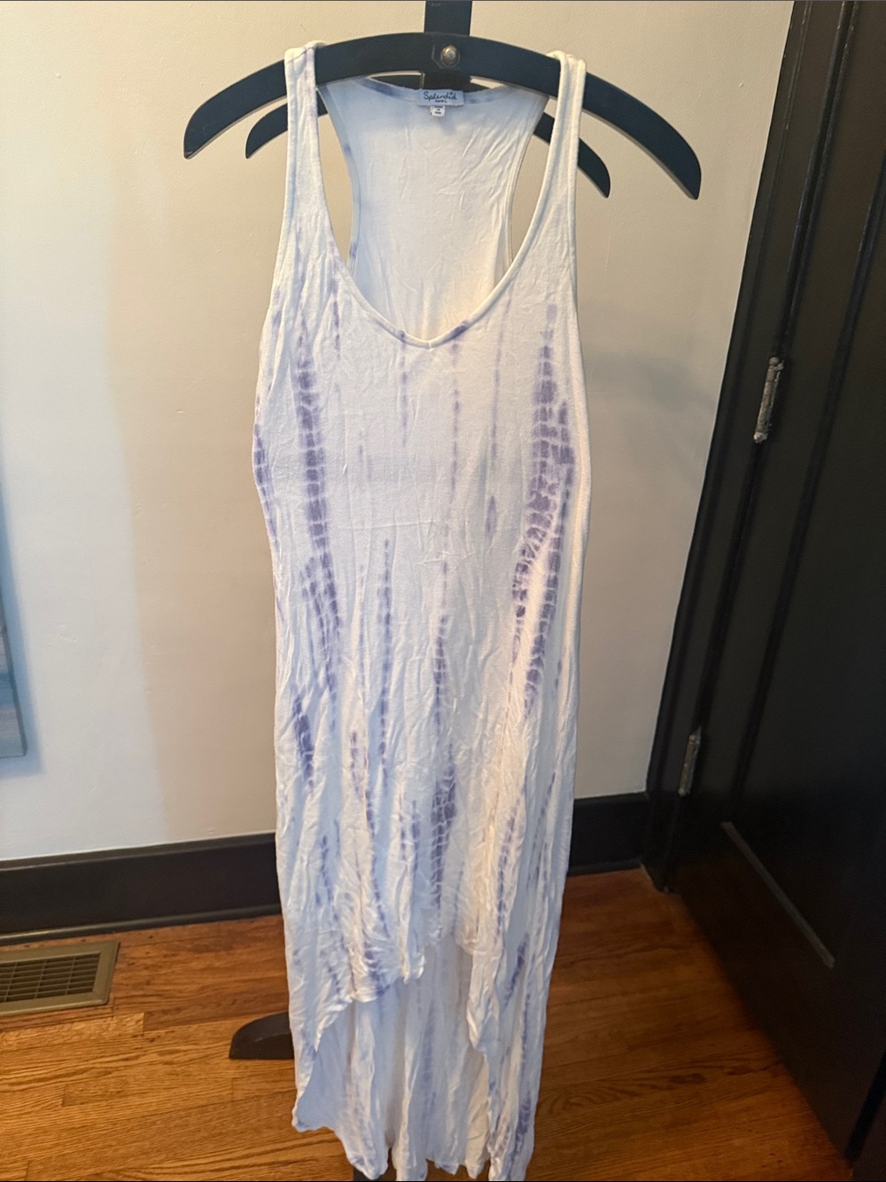 Splendid White and blue Tie-Dye High-Low Dress